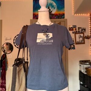 Pull&Bear Blue Gradient Graphic Crop Top